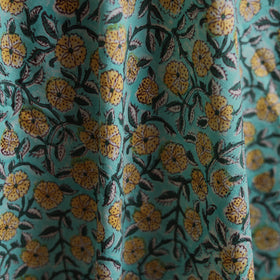 Green - Sanganeri Hand Block Print Mangalagiri Cotton Fabric 07