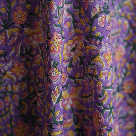 Purple - Sanganeri Hand Block Print Mangalagiri Cotton Fabric 06