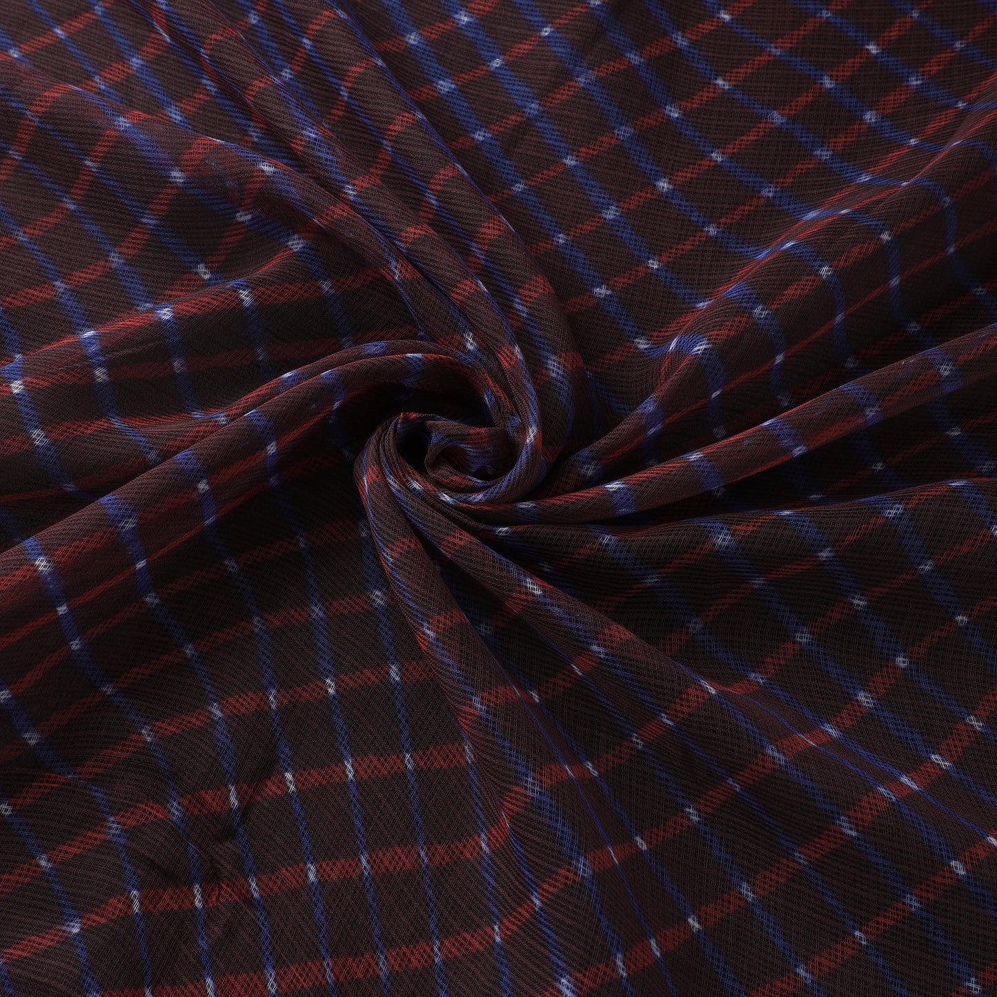 Maroon - Leheriya Tie-Dye Kota Doria Cotton Fabric 07