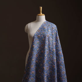 Blue - Sanganeri Hand Block Print Mangalagiri Cotton Fabric 04