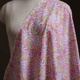 Pink - Sanganeri Hand Block Print Mangalagiri Cotton Fabric 03