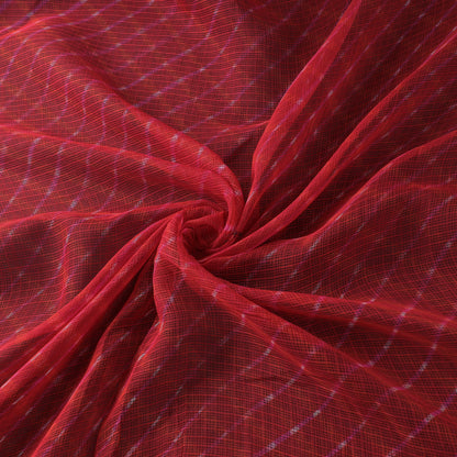 Red - Leheriya Tie-Dye Kota Doria Cotton Fabric 10