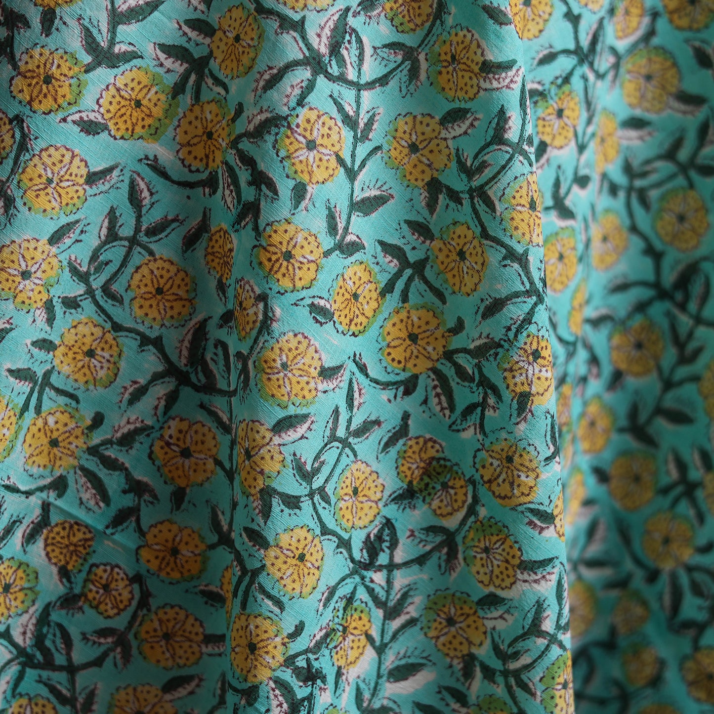Sanganeri Hand Block Print Mangalagiri Cotton Fabric 01