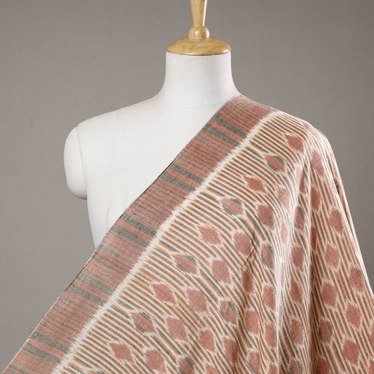 Orange - Maniabandha Ikat Weave Handloom Cotton Fabric