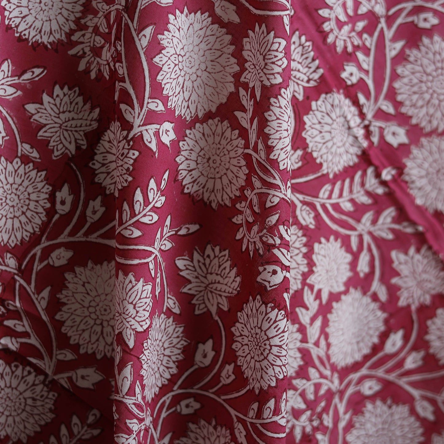 Pink - Pure Mul Cotton Sanganeri Hand Block Print Fabric 01