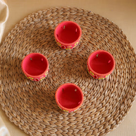 Abstract Pastel Handpainted Terracotta Jali Diyas (Set of 4) 32