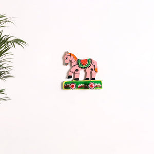 Pink - Horse Banaras Handpainted Wooden Home Decor Item 21