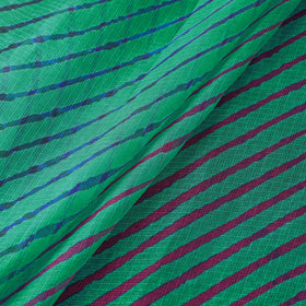 Green Leheriya Tie-Dye Kota Doria Silk Fabric