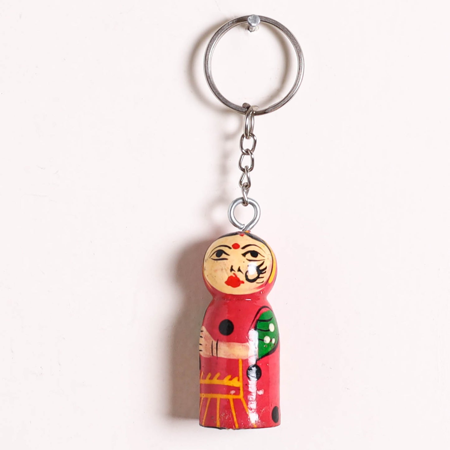 Banaras Handpainted Wooden Doll Keychain 05