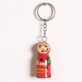 Banaras Handpainted Wooden Doll Keychain 05