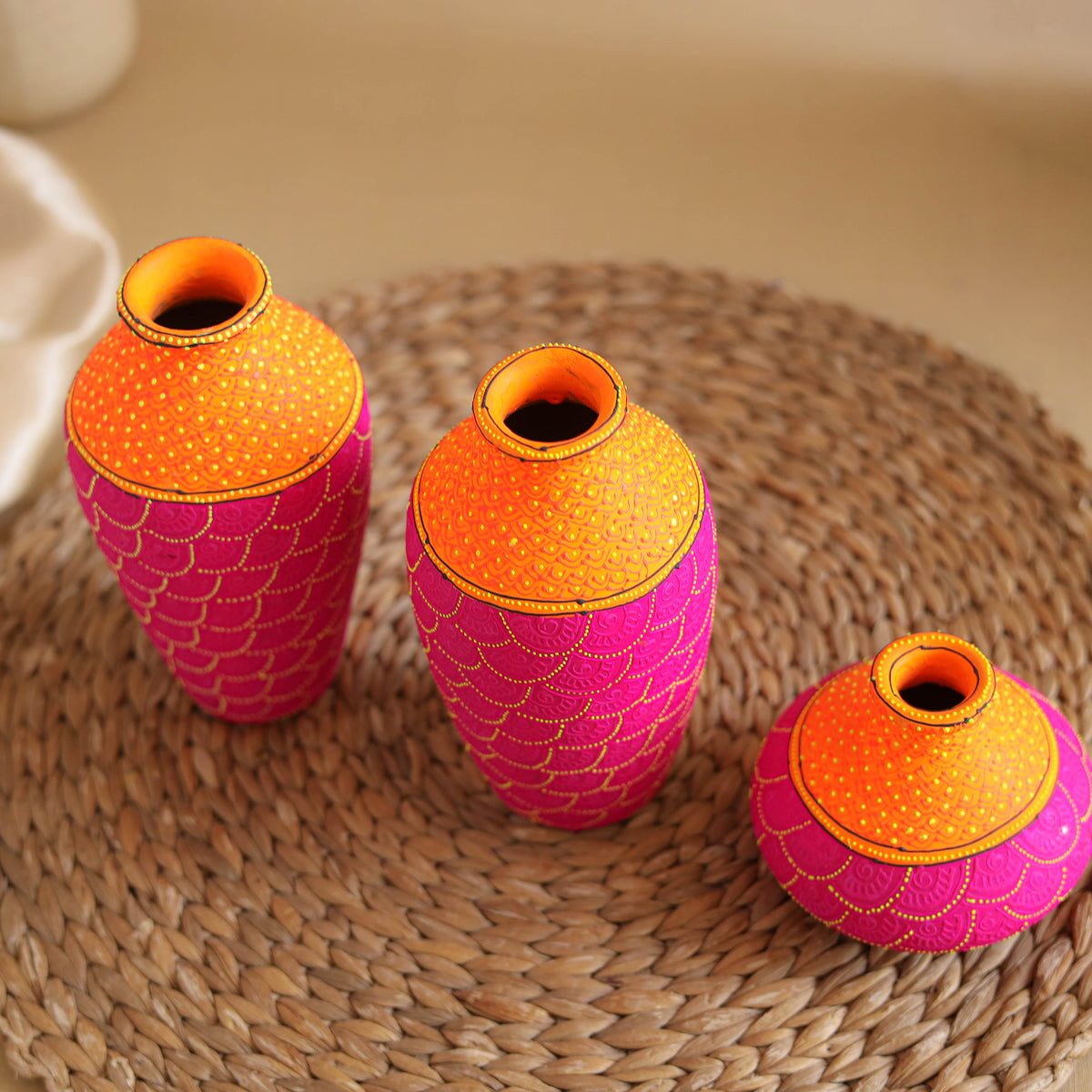 Abstract Pastel Handpainted Terracotta Flower Pots (Set of 3) 30