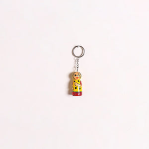 Yellow - Banaras Handpainted Wooden Doll Keychain 06
