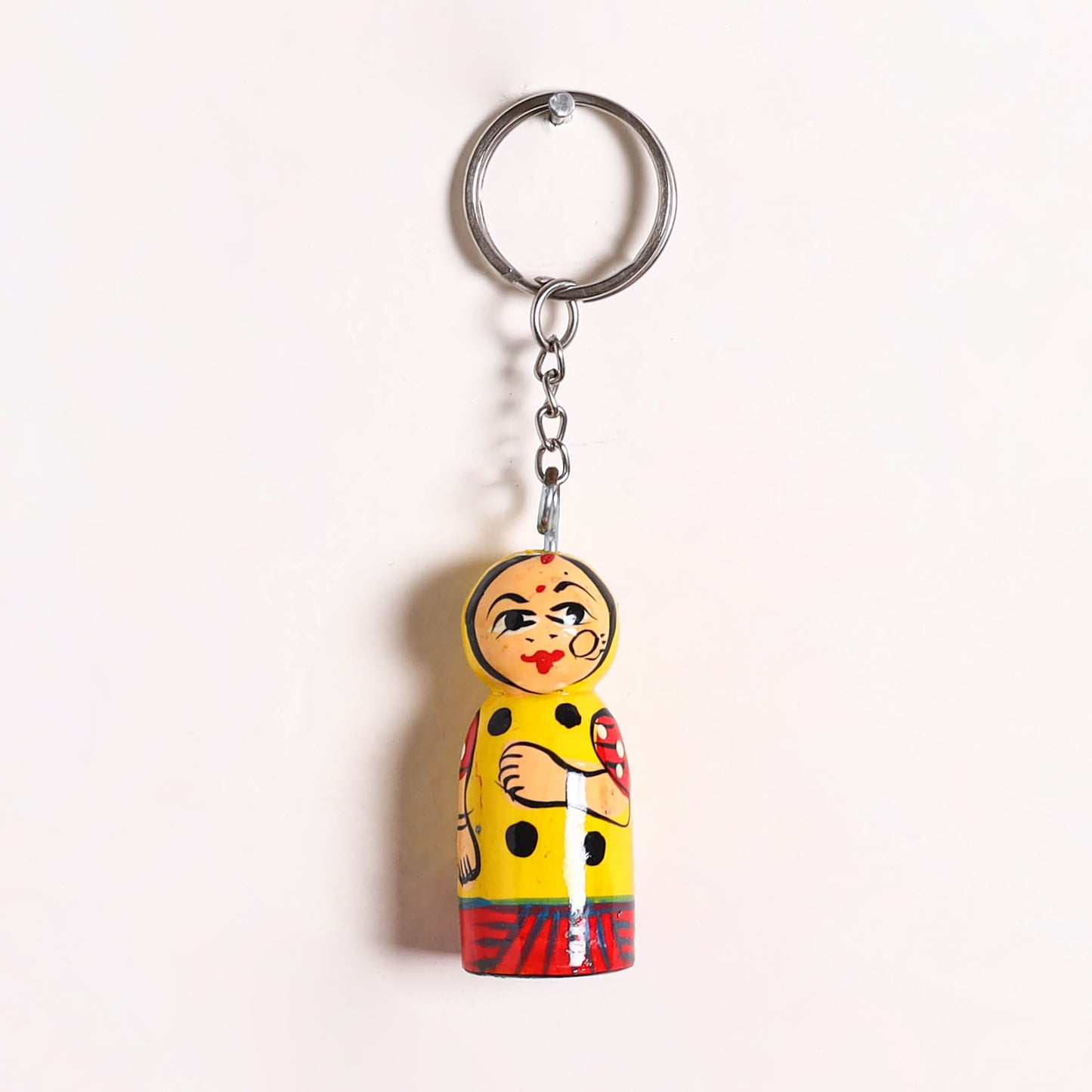 Banaras Handpainted Wooden Doll Keychain 06