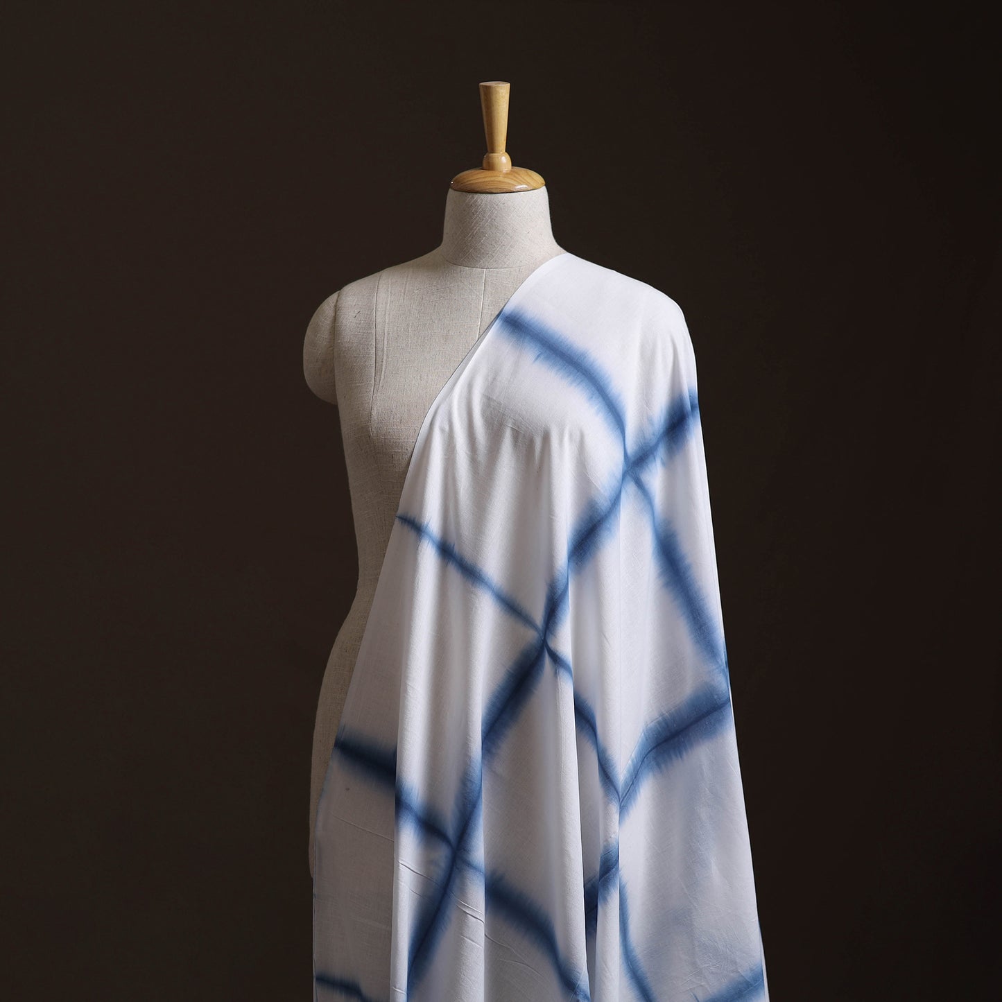 White - Shibori Tie-Dye Pure Mul Cotton Fabric 02