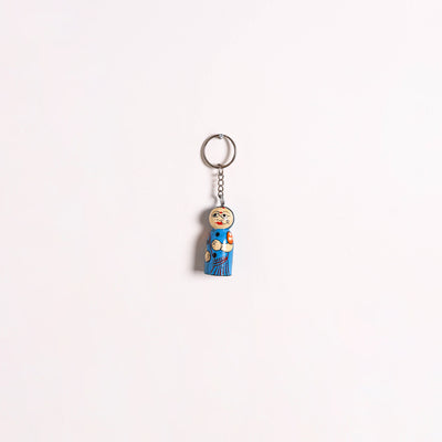 Banaras Handpainted Wooden Doll Keychain 07