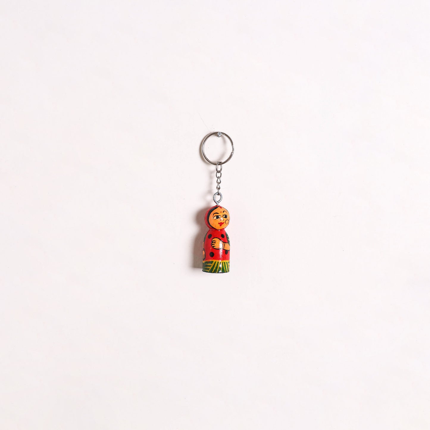 Banaras Handpainted Wooden Doll Keychain 08