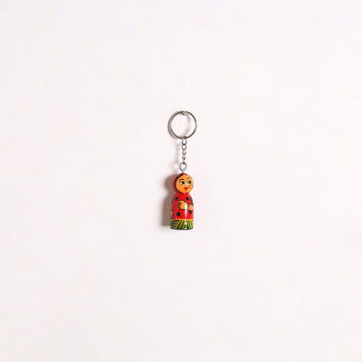 Banaras Handpainted Wooden Doll Keychain 08
