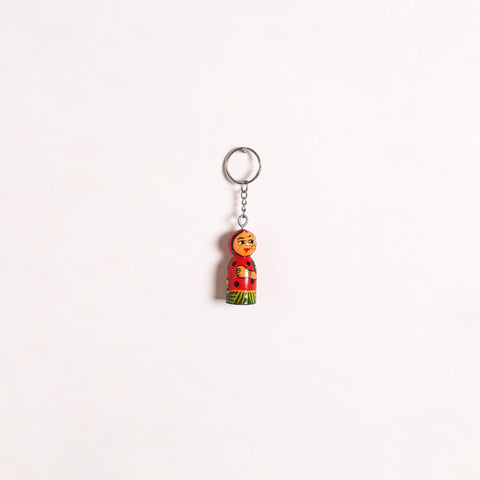 Banaras Handpainted Wooden Doll Keychain 08