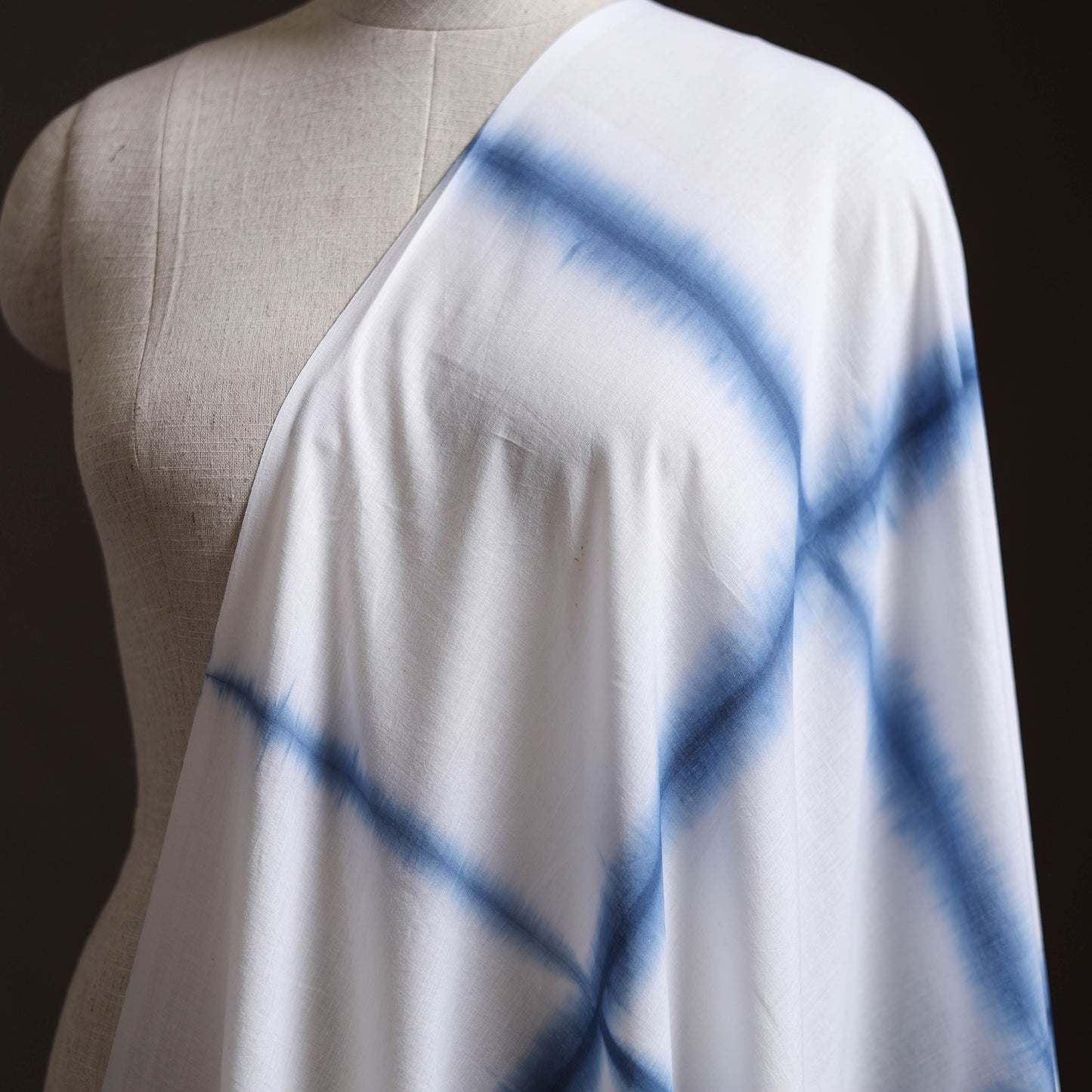 White - Shibori Tie-Dye Pure Mul Cotton Fabric 02