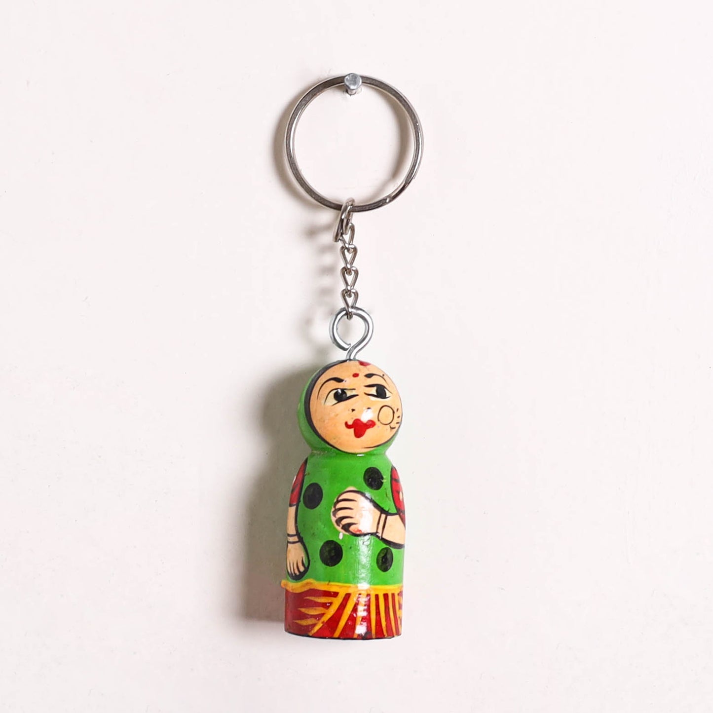 Banaras Handpainted Wooden Doll Keychain 09