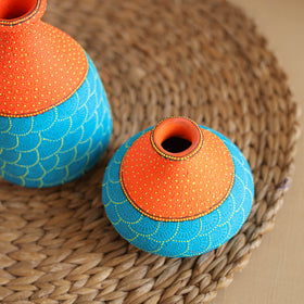 Abstract pastel handpainted terracotta flower pots (set