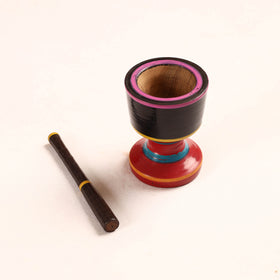  Handmade Lacquered Wooden Mortar & Pestle Set - Big 