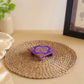Abstract Pastel Handpainted Wooden Pooja Chowki (4x4 in) 03