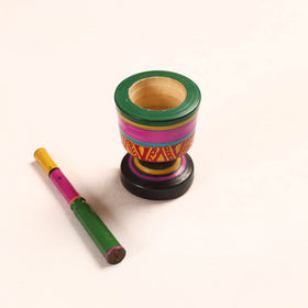  Handmade Lacquered Wooden Mortar & Pestle Set - Big 