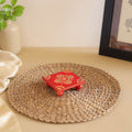 Abstract Pastel Handpainted Wooden Pooja Chowki (4x4 in) 04