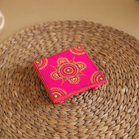 Abstract Pastel Handpainted Wooden Pooja Chowki (4x4 in) 05
