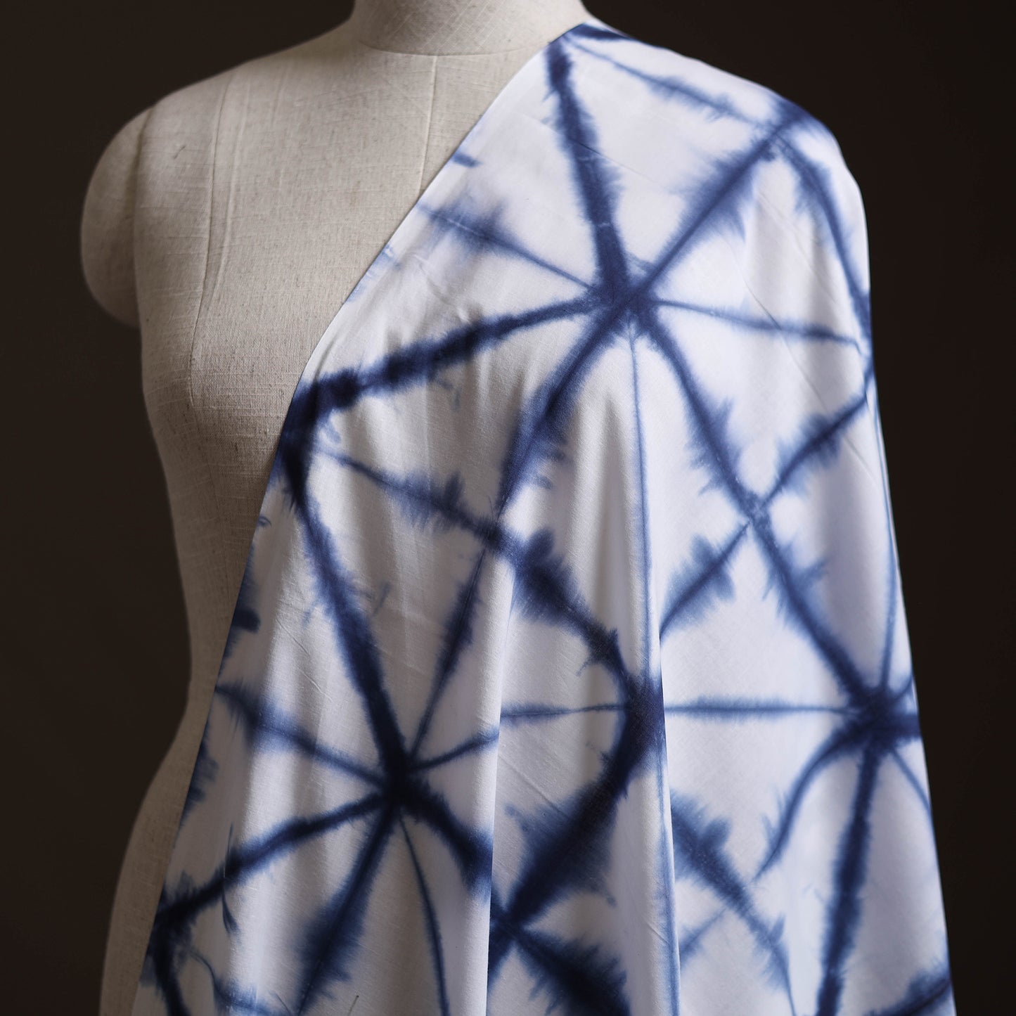 Blue - Shibori Tie-Dye Pure Mul Cotton Fabric 09