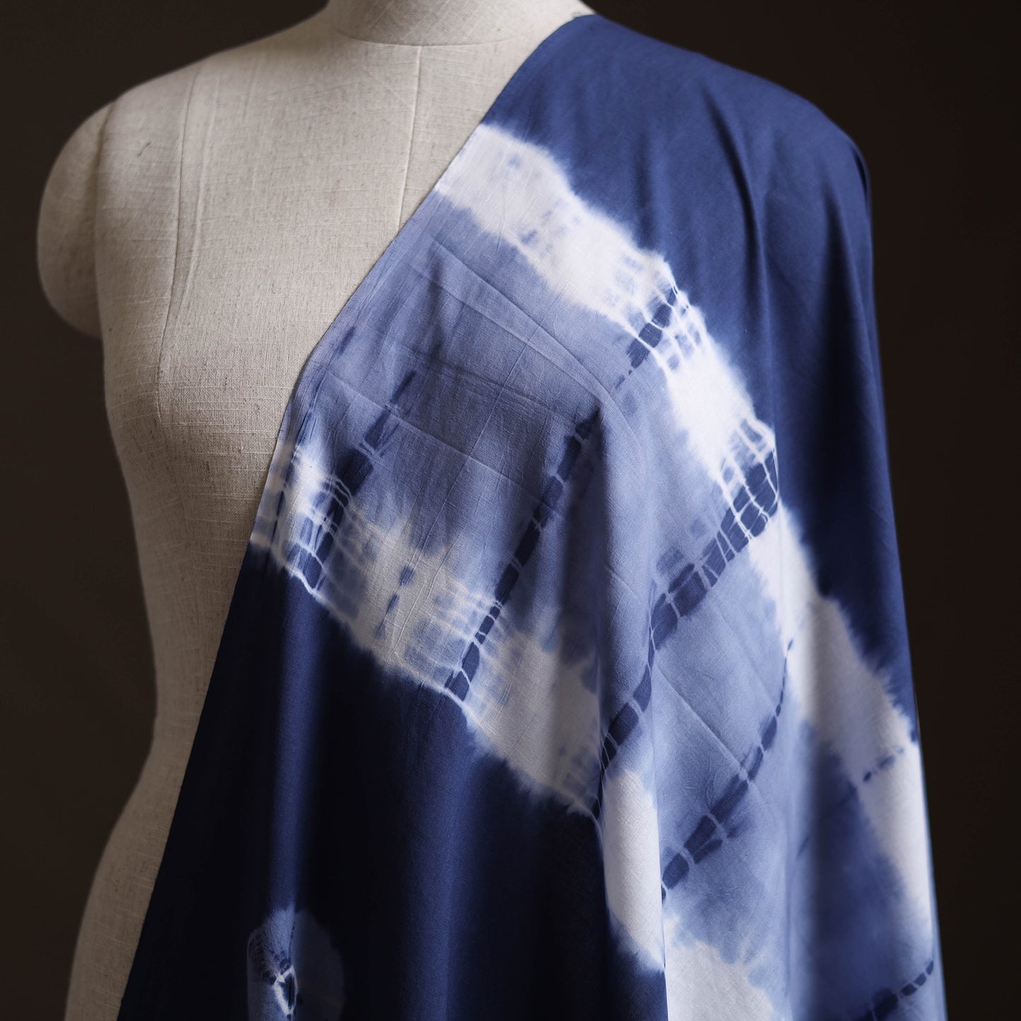 Blue - Shibori Tie-Dye Pure Mul Cotton Fabric 12