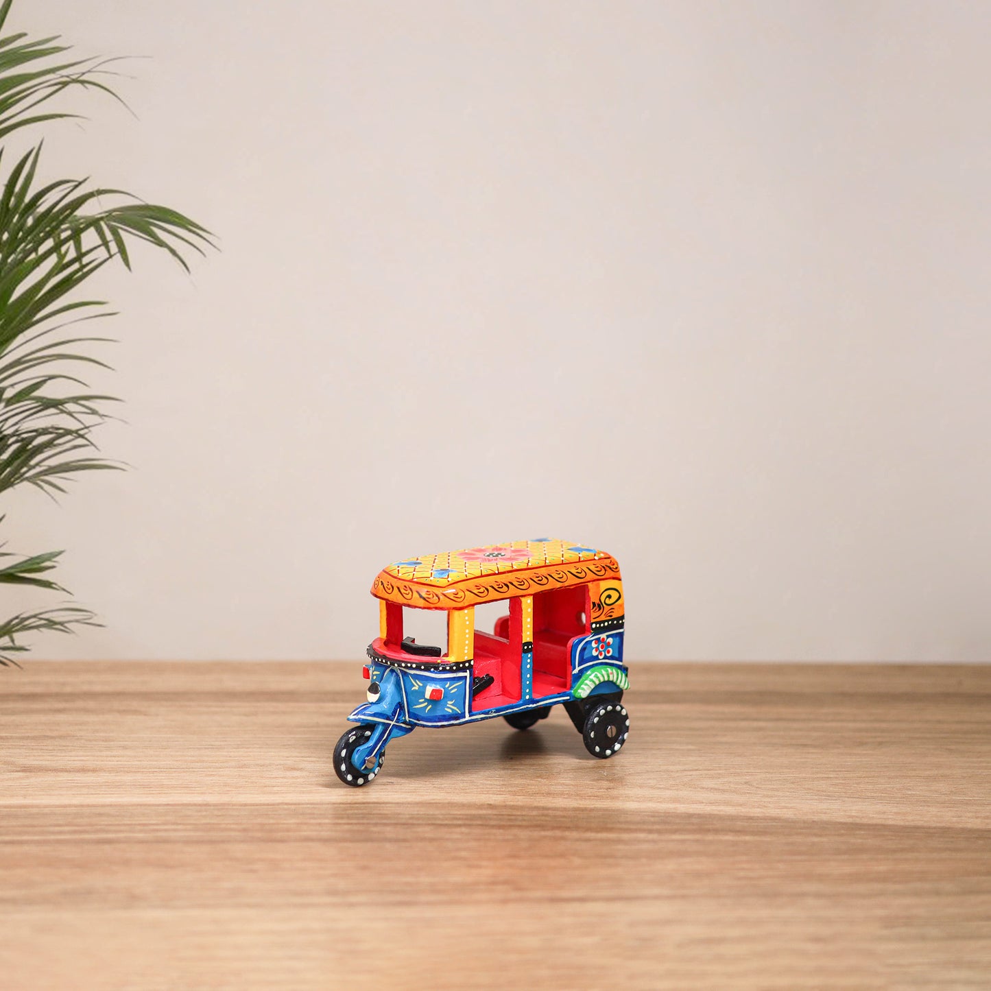 Auto Rickshaw - Banaras Handpainted Wooden Toy for Kids & Home Decor 36