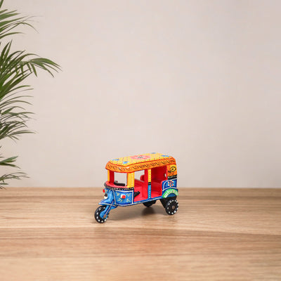 Auto Rickshaw - Banaras Handpainted Wooden Toy for Kids & Home Decor 36