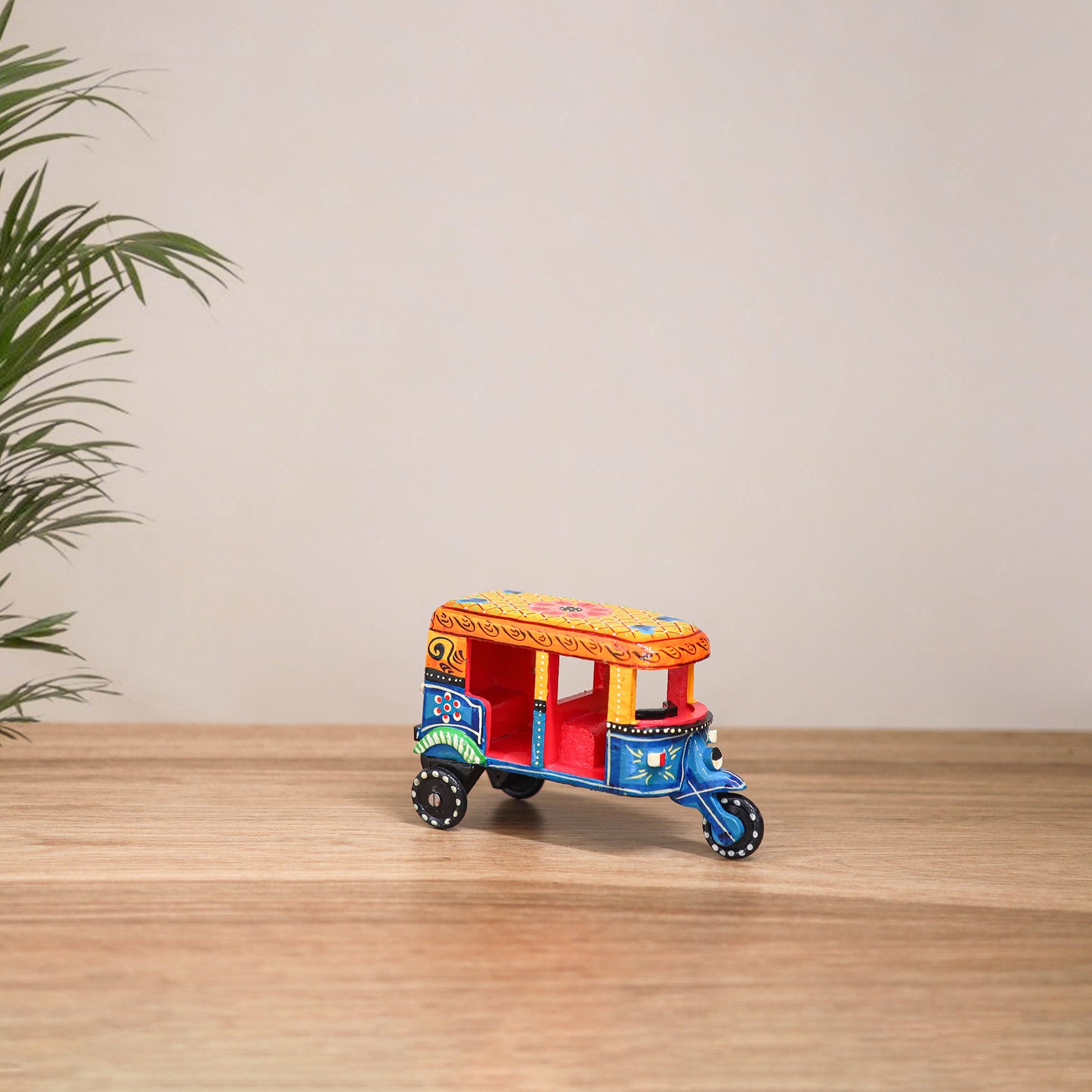 Auto Rickshaw - Banaras Handpainted Wooden Toy for Kids & Home Decor 36