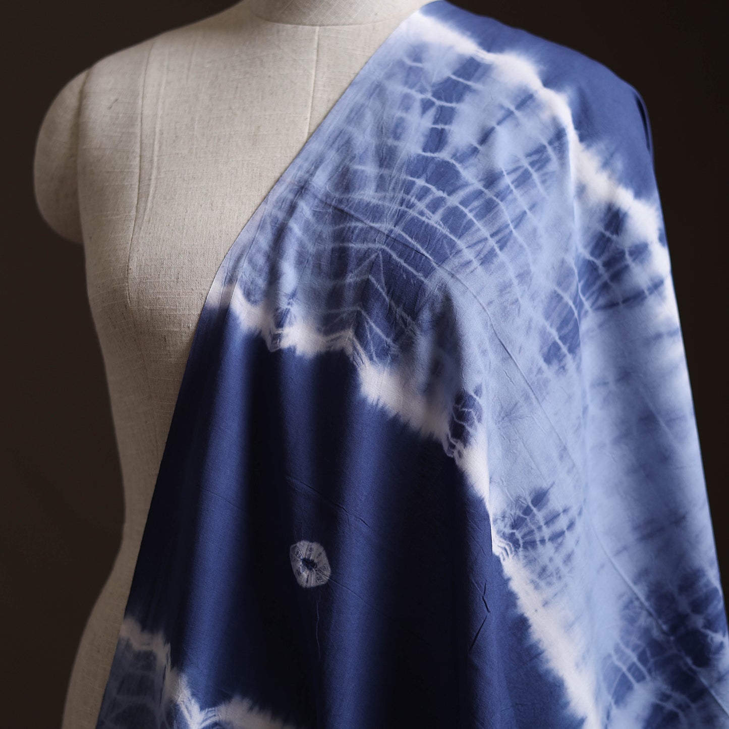 Blue - Shibori Tie-Dye Pure Mul Cotton Fabric 13
