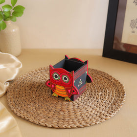 Owl - Handpainted Wooden Pen Stand 02