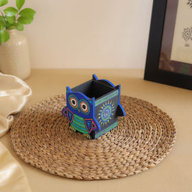 Owl - Handpainted Wooden Pen Stand 03