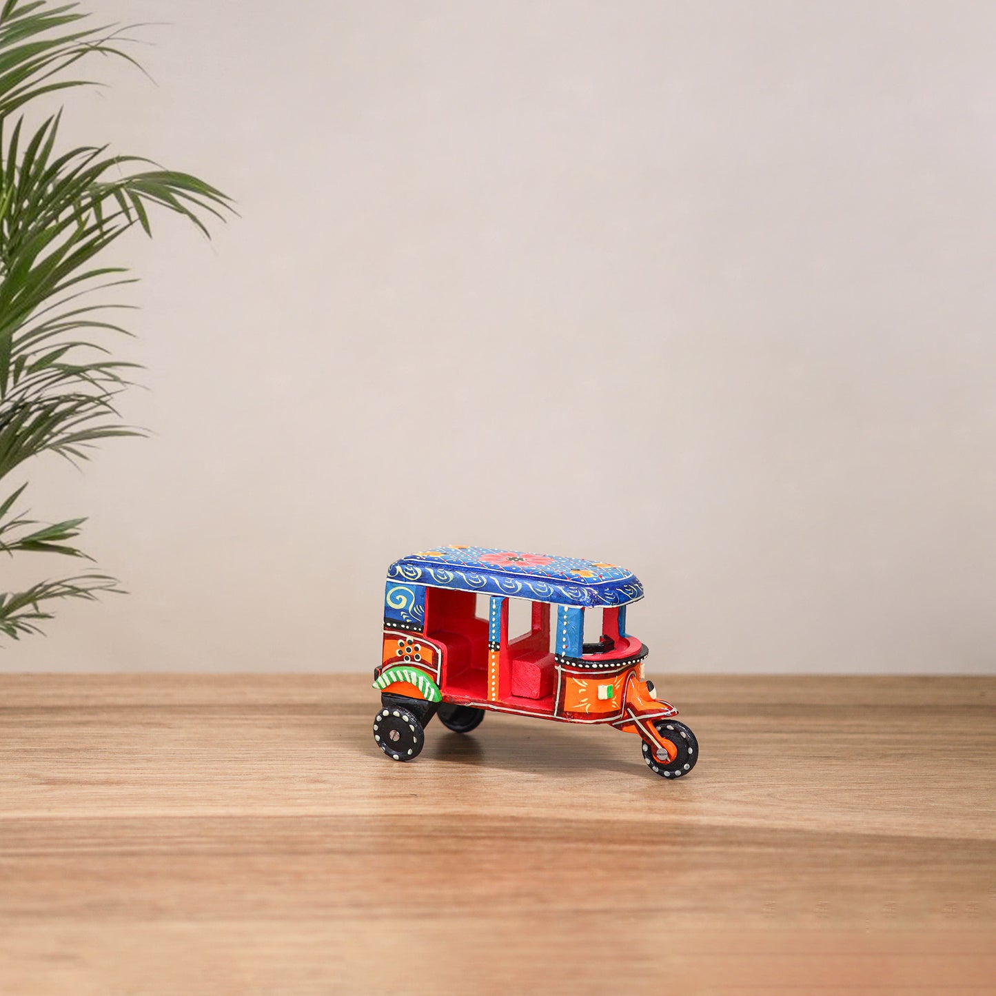 Auto Rickshaw - Banaras Handpainted Wooden Toy for Kids & Home Decor 37