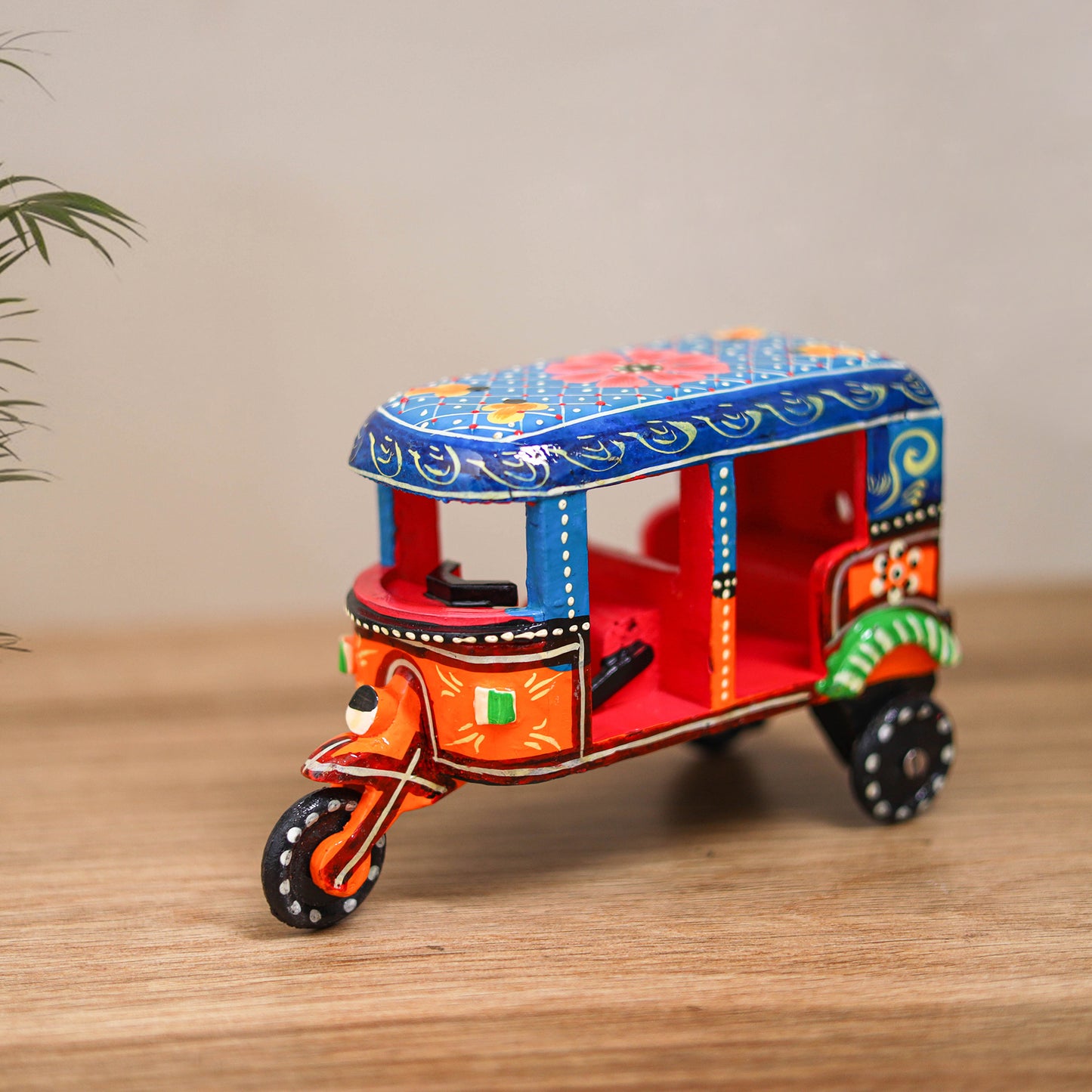 Auto Rickshaw - Banaras Handpainted Wooden Toy for Kids & Home Decor 37