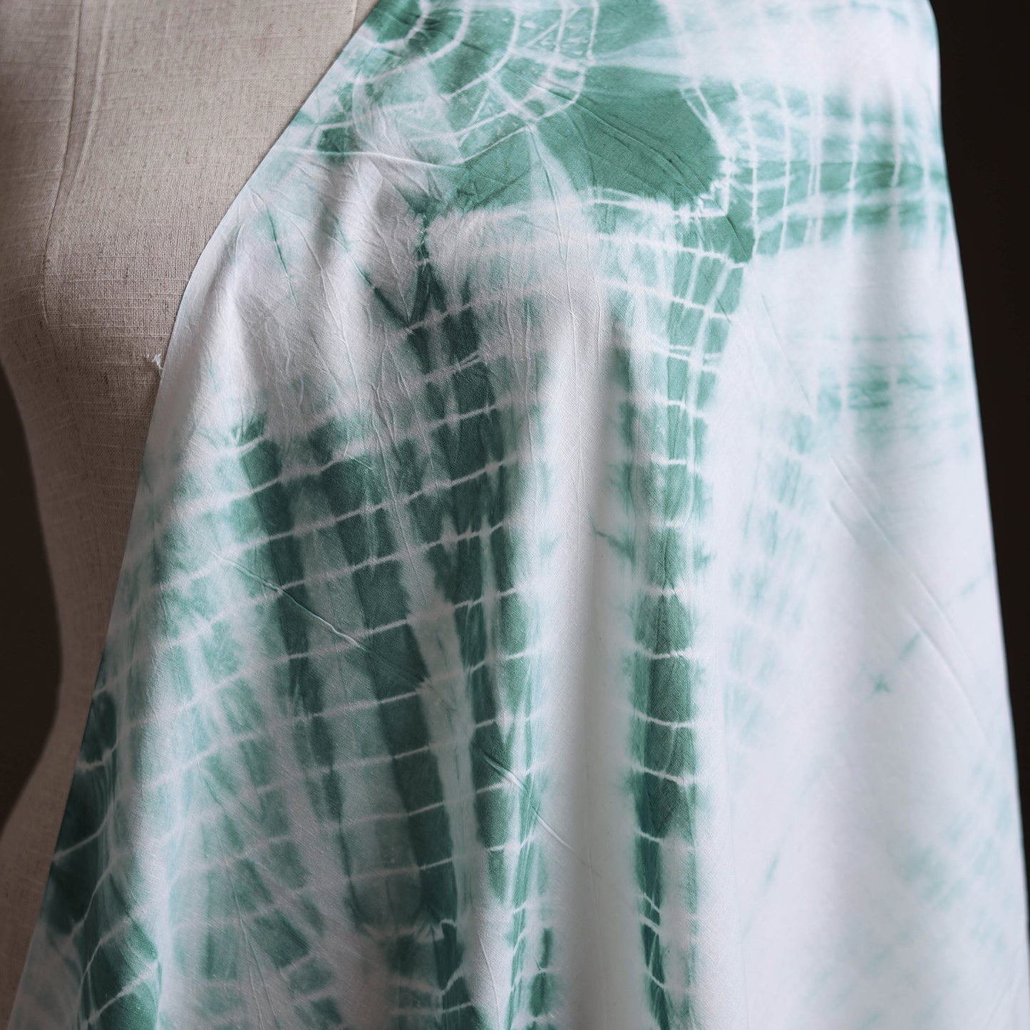 Green - Shibori Tie-Dye Pure Mul Cotton Fabric 17