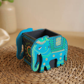 Elephant - Handpainted Wooden Pen Stand 06