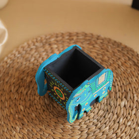 Elephant - Handpainted Wooden Pen Stand 06