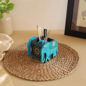 Elephant - Handpainted Wooden Pen Stand 06