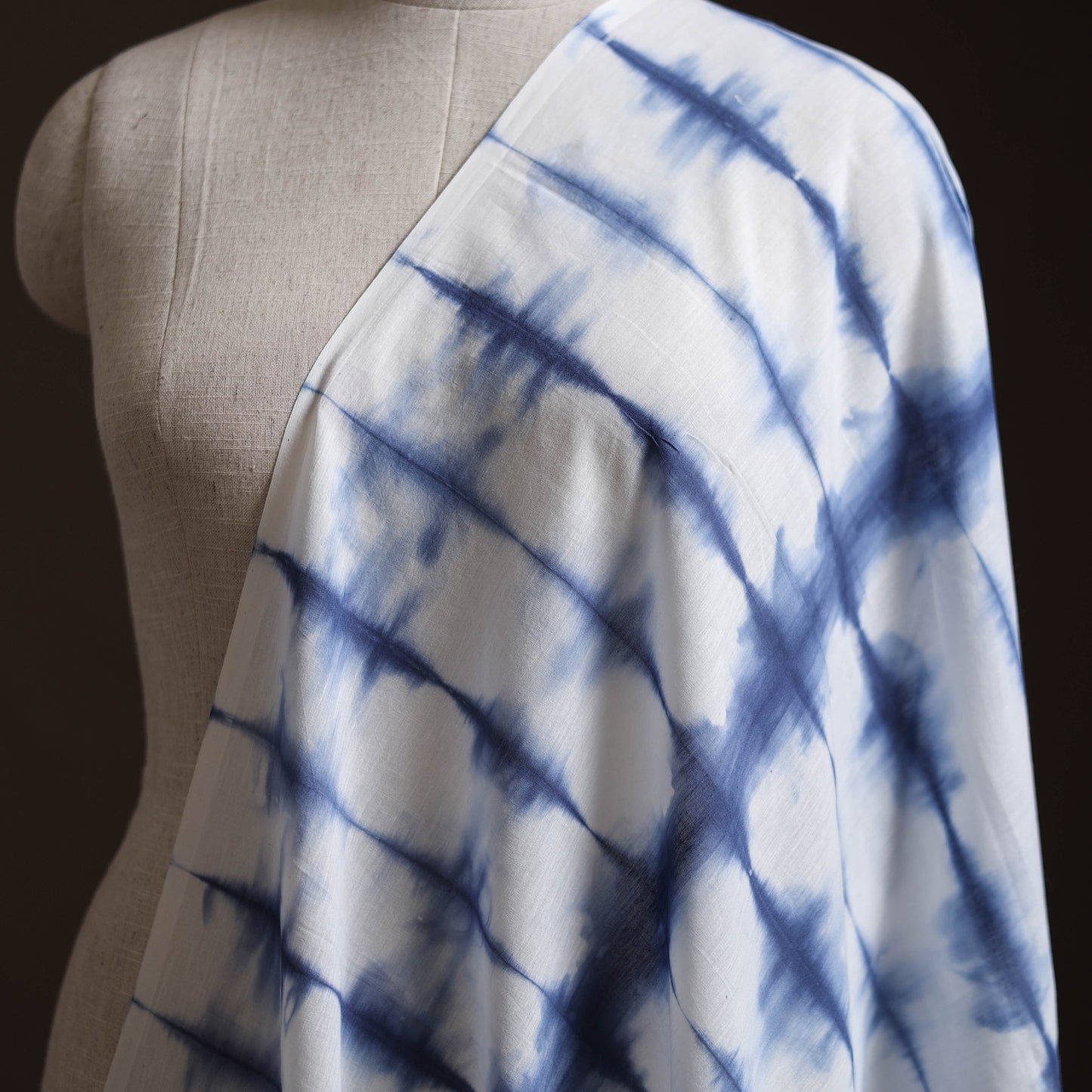 Blue - Shibori Tie-Dye Pure Mul Cotton Fabric 18