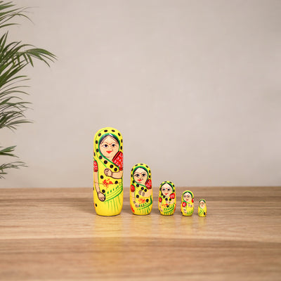 Dolls - Banaras Handpainted Wooden Toy for Home Decor (Set of 05) 01