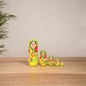 Dolls - Banaras Handpainted Wooden Toy for Home Decor (Set of 05) 01
