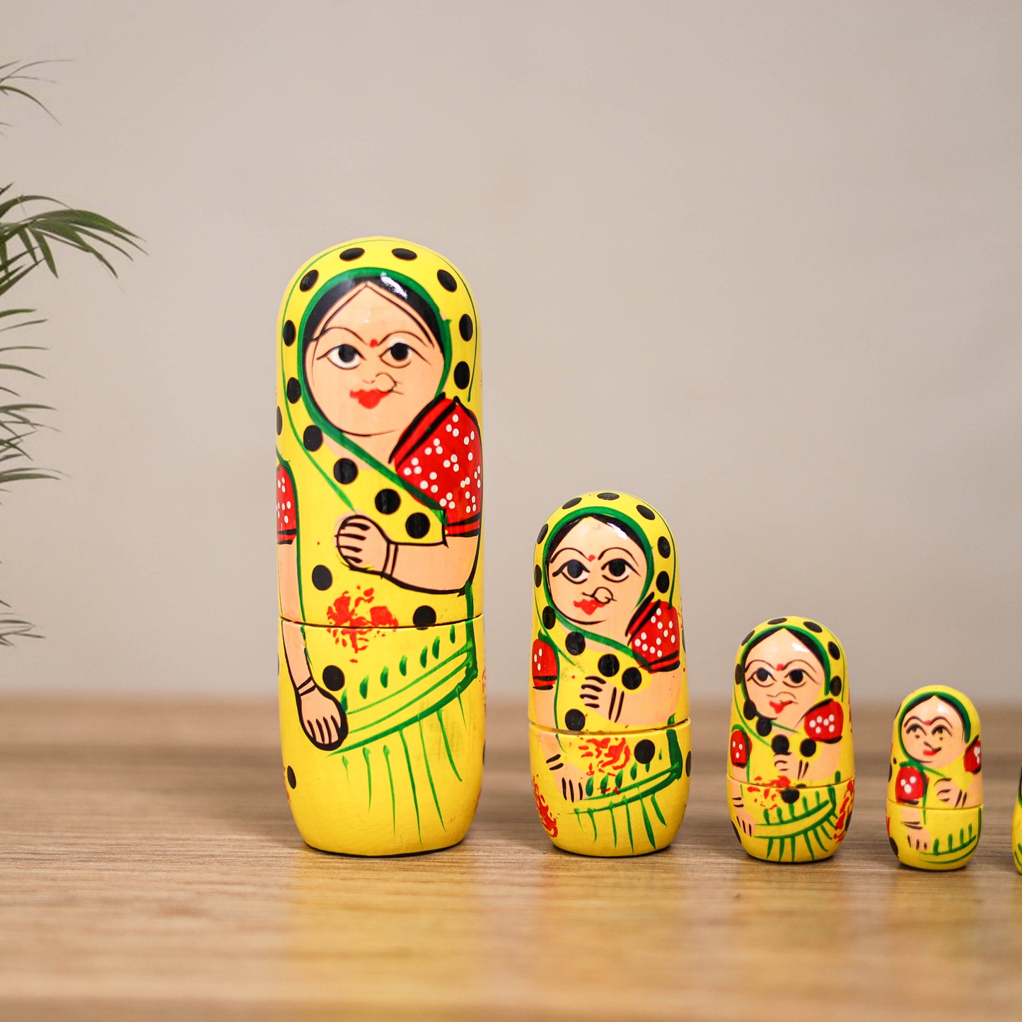 Dolls - Banaras Handpainted Wooden Toy for Home Decor (Set of 05) 01