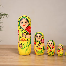 Dolls - Banaras Handpainted Wooden Toy for Home Decor (Set of 05) 01