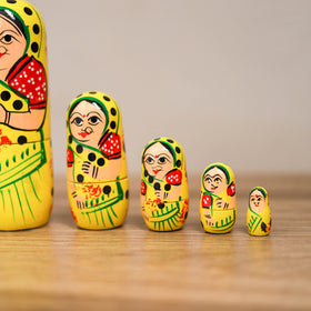 Dolls - Banaras Handpainted Wooden Toy for Home Decor (Set of 05) 01